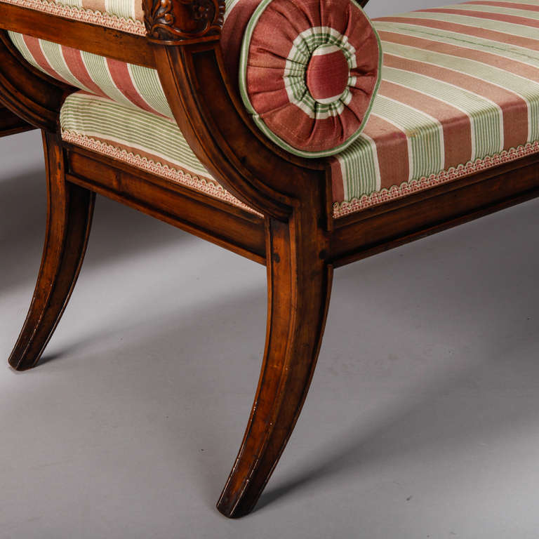 Upholstery Pair of French Empire Style Upholstered Swan Benches
