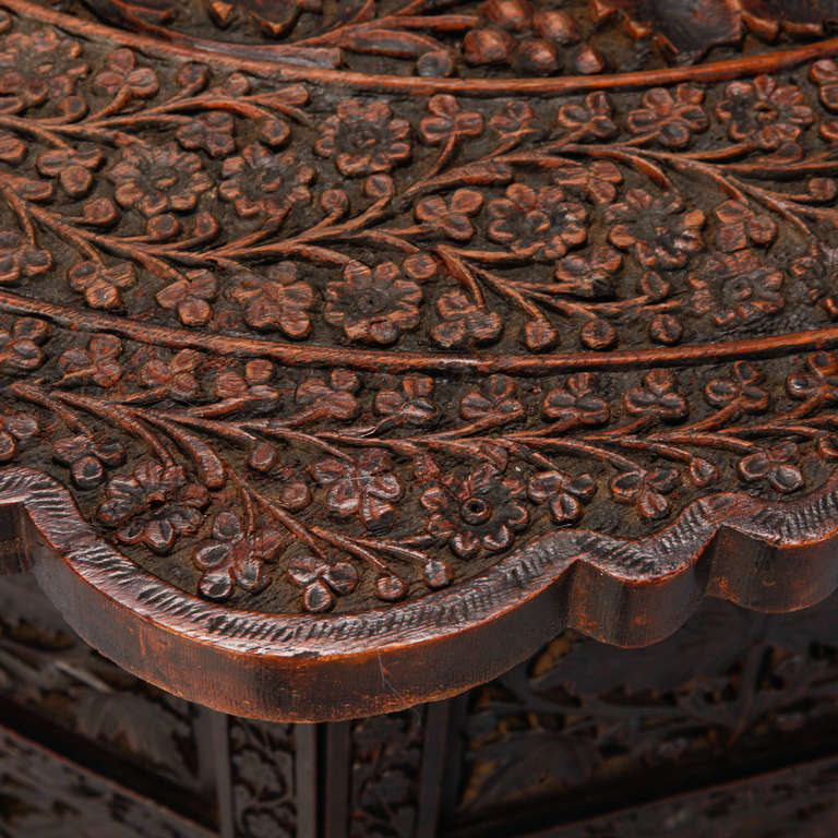 Octagonal Delicately Carved, Dark Wood Moorish Table 4