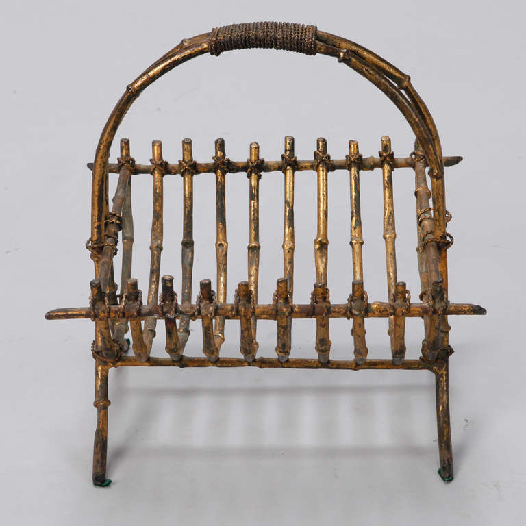Mid-20th Century French Faux Branch Style, Bronzed Finish Iron Basket