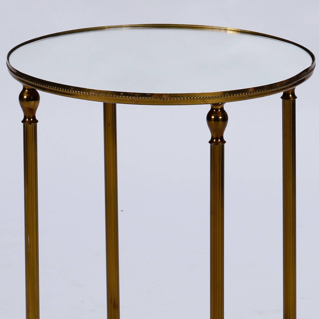 Mid Century Round Brass Side Table with Mirrored Top at 1stDibs