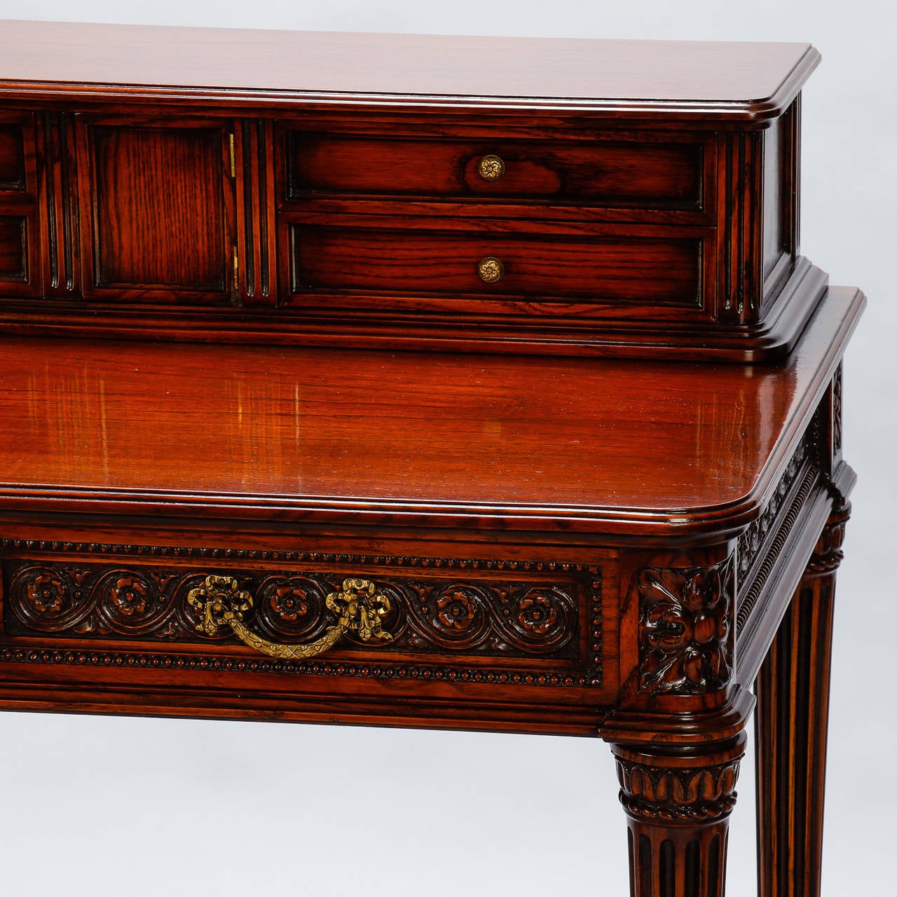 French Writing Desk with Carved Details and Back Plinth 5