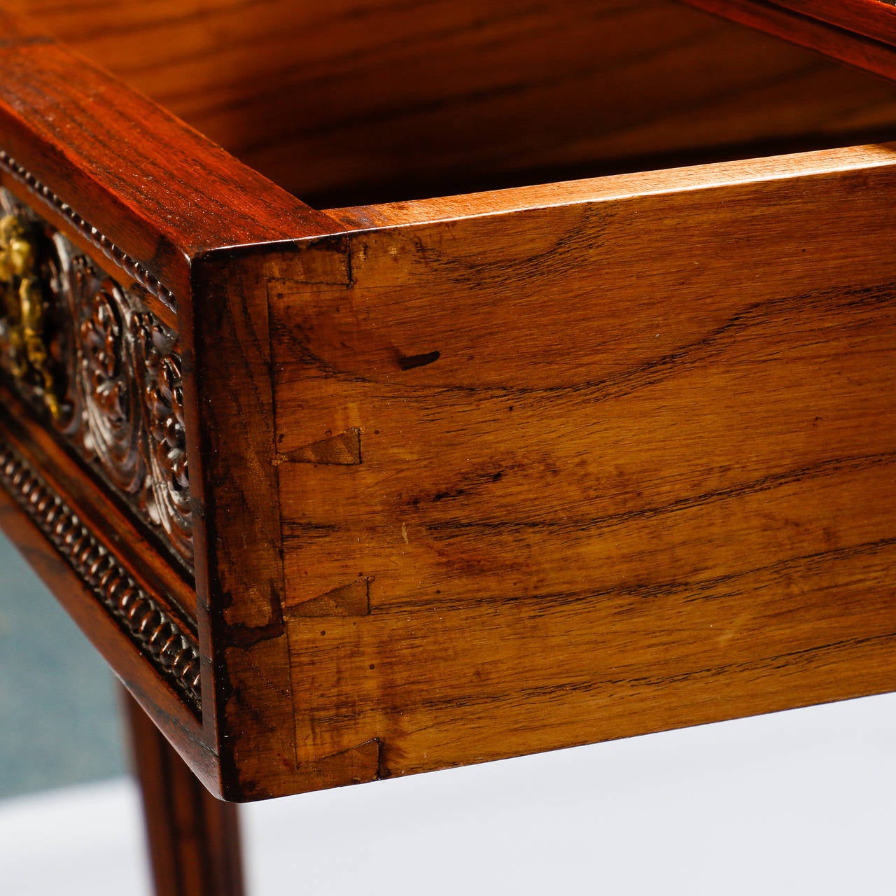 Early 20th Century French Writing Desk with Carved Details and Back Plinth