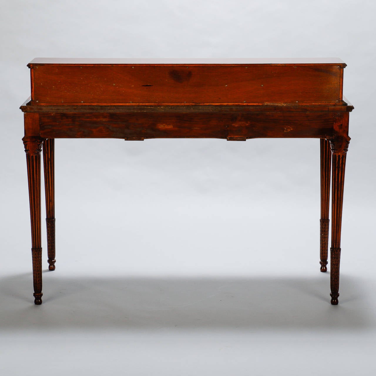 Brass French Writing Desk with Carved Details and Back Plinth