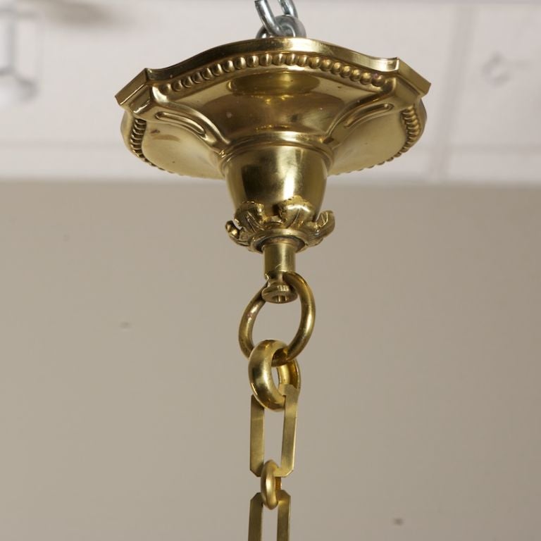 20th Century Hanging Bronze and Glass Lantern with Twisted Arm