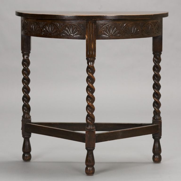 Carved Demi Lune Table with Barley Twist Legs 1