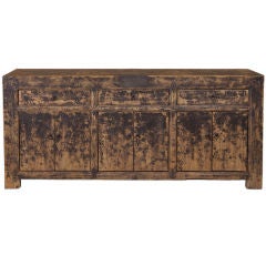 Large Chinese Black Distressed Cabinet