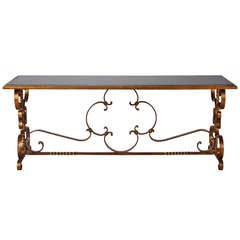 Italian Gilt Iron and Black Glass Cocktail or Coffee Table 3