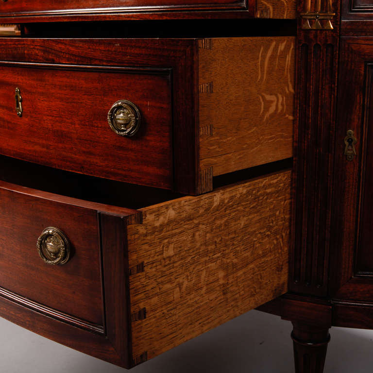 Mid-20th Century Directoire Style, Walnut Demilune Chest with White and Gray Marble Top