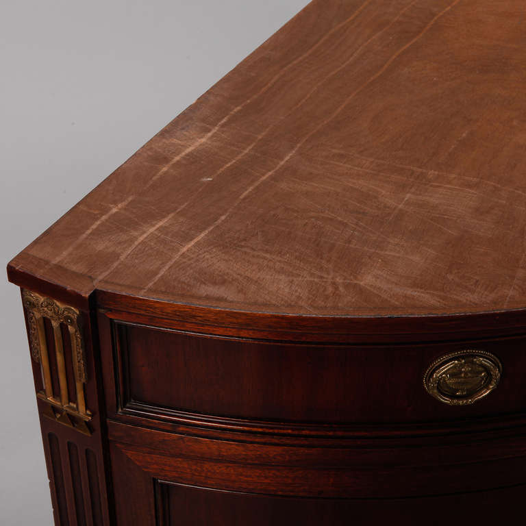 Directoire Style, Walnut Demilune Chest with White and Gray Marble Top 1