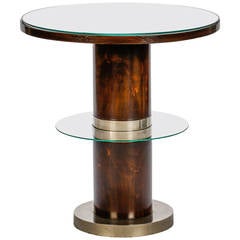 French Art Deco Macassar and Glass Table with Chrome Base