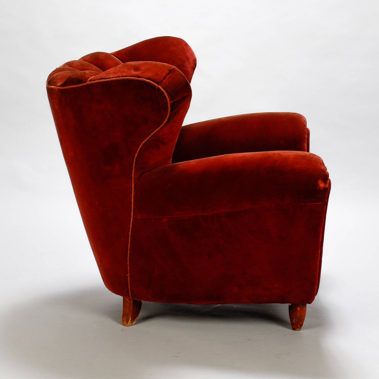 Pair of Mid-Century Italian Paolo Buffa Style Armchairs in Original Velvet 2