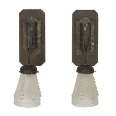 Vintage Pair of Fer Forge Hanging Wall Sconces