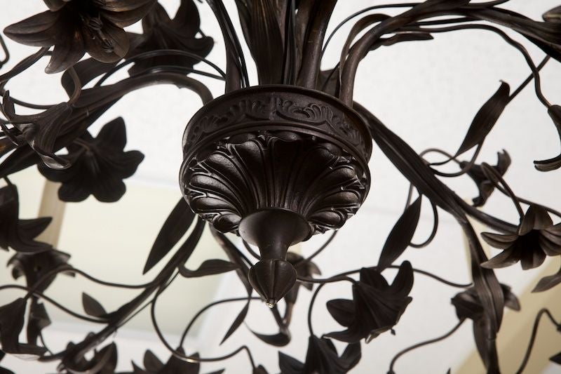 Large French Black Tole Chandelier 1