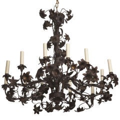 Large French Black Tole Chandelier