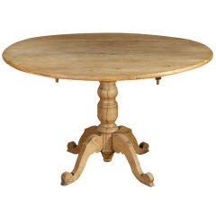 French Round Bleached Oak Drop Leaf Table