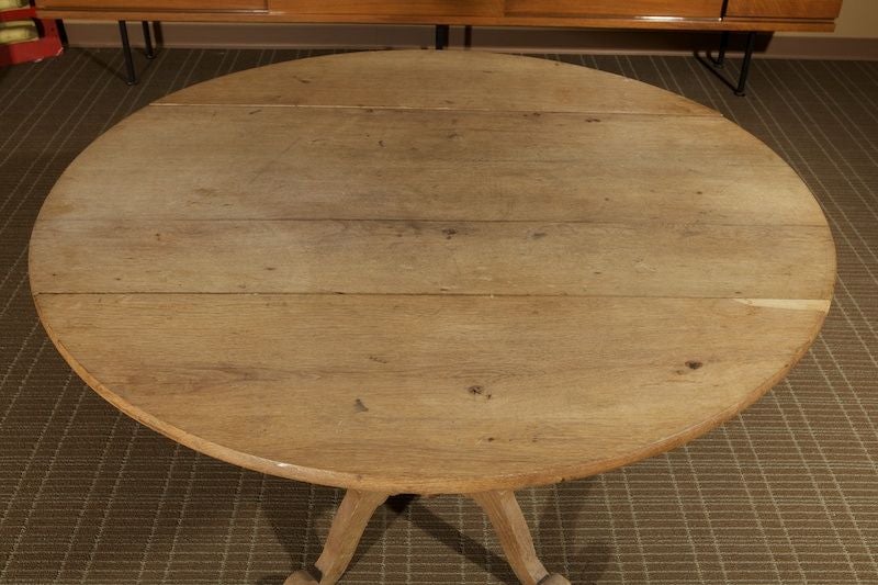 French Round Bleached Oak Drop Leaf Table 2