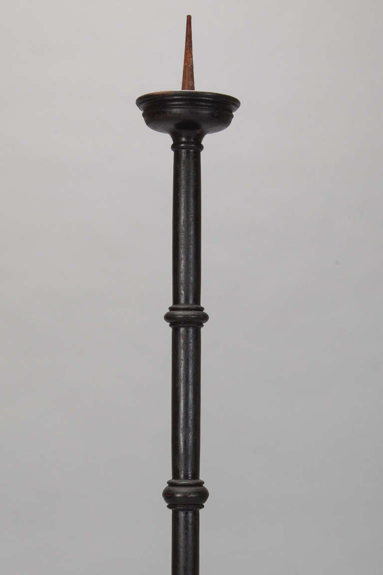 Unknown Five Foot Tall Ebonised Pricket Candlestick