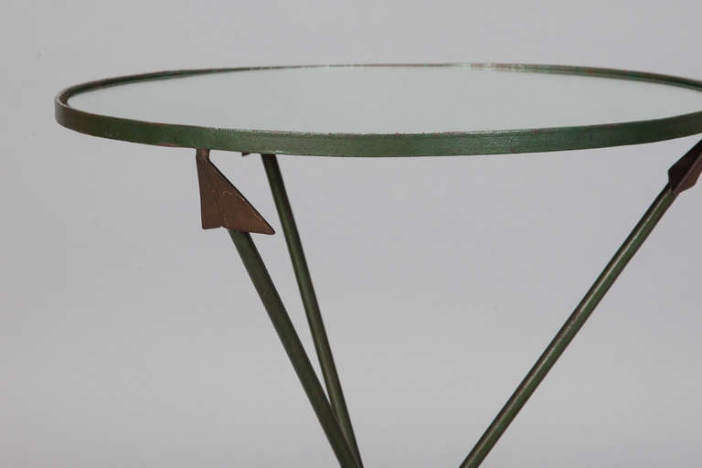 French Neoclassical Mirrored Side Table with Tripod Arrow Base