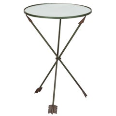 Neoclassical Mirrored Side Table with Tripod Arrow Base