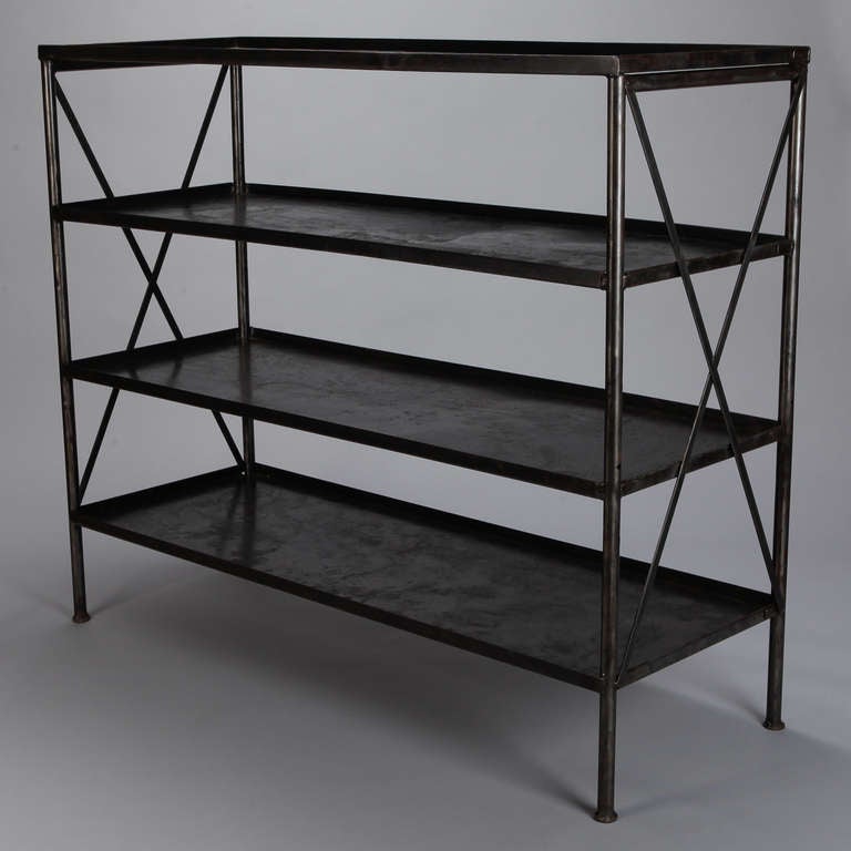 French Industrial Iron, Four Shelf Etagere In Excellent Condition In Troy, MI
