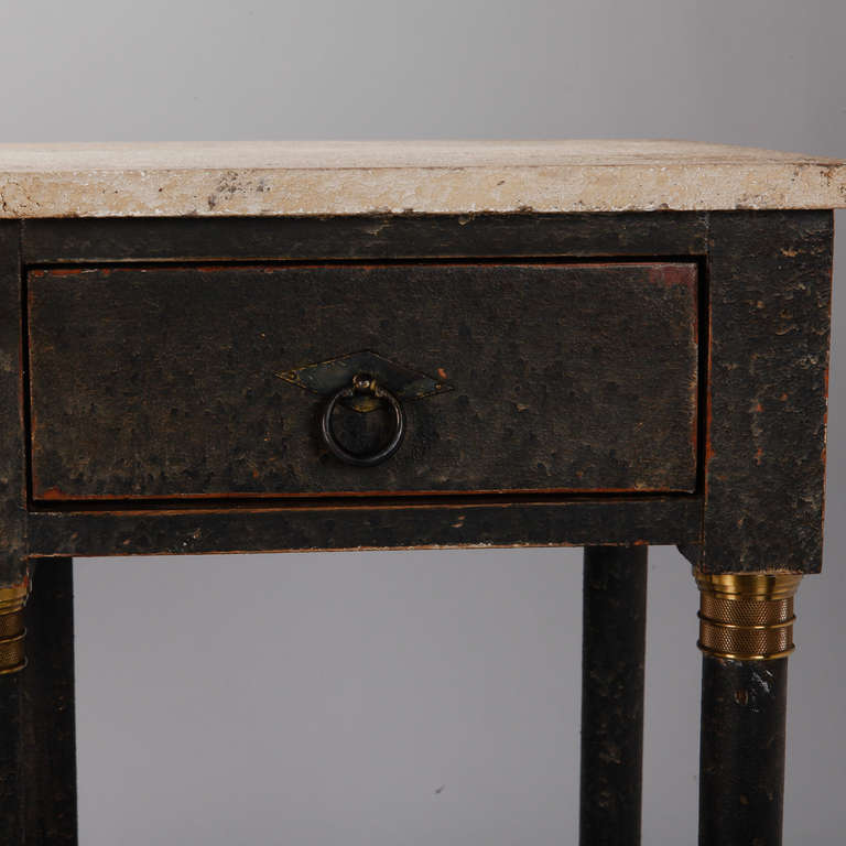 20th Century Black Painted Directoire Style Console with Faux Painted Marble Top