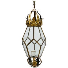 Italian Brass Lantern with Tole Details