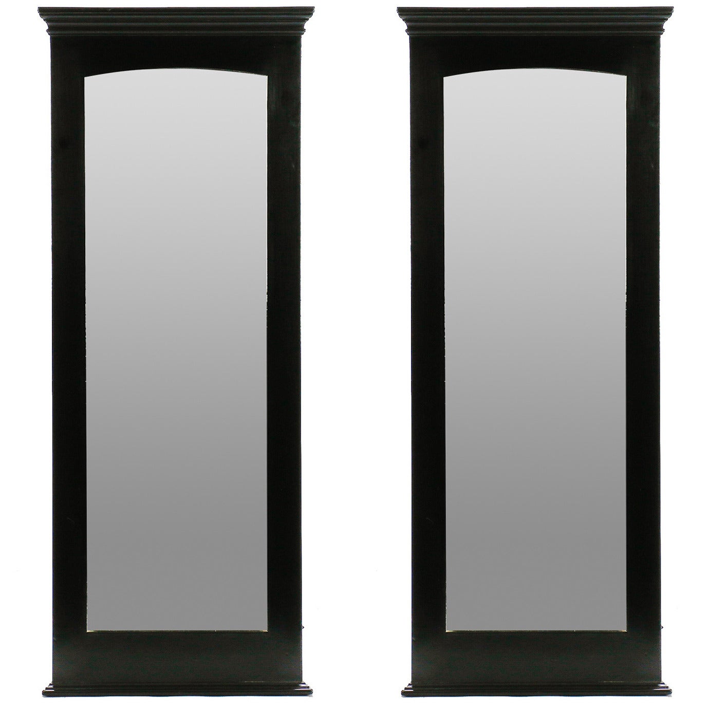 Pair of Midcentury Tall Narrow Ebonised Mirrors