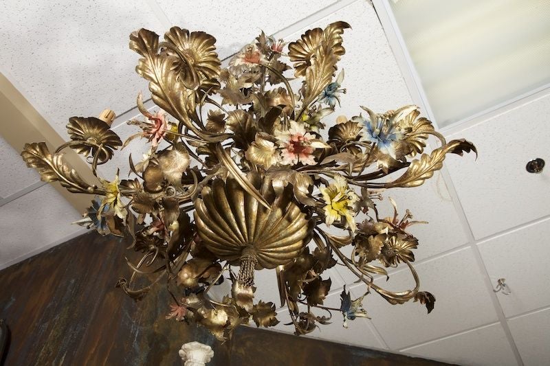 Metal French Large All Tole Floral Chandelier