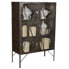 French Tall Iron Mesh Industrial Cabinet
