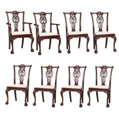 Antique Set of 8 English Mahogany Chippendale Style Chairs