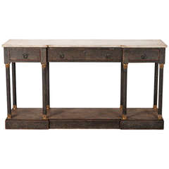 Black Painted Directoire Style Console with Faux Painted Marble Top