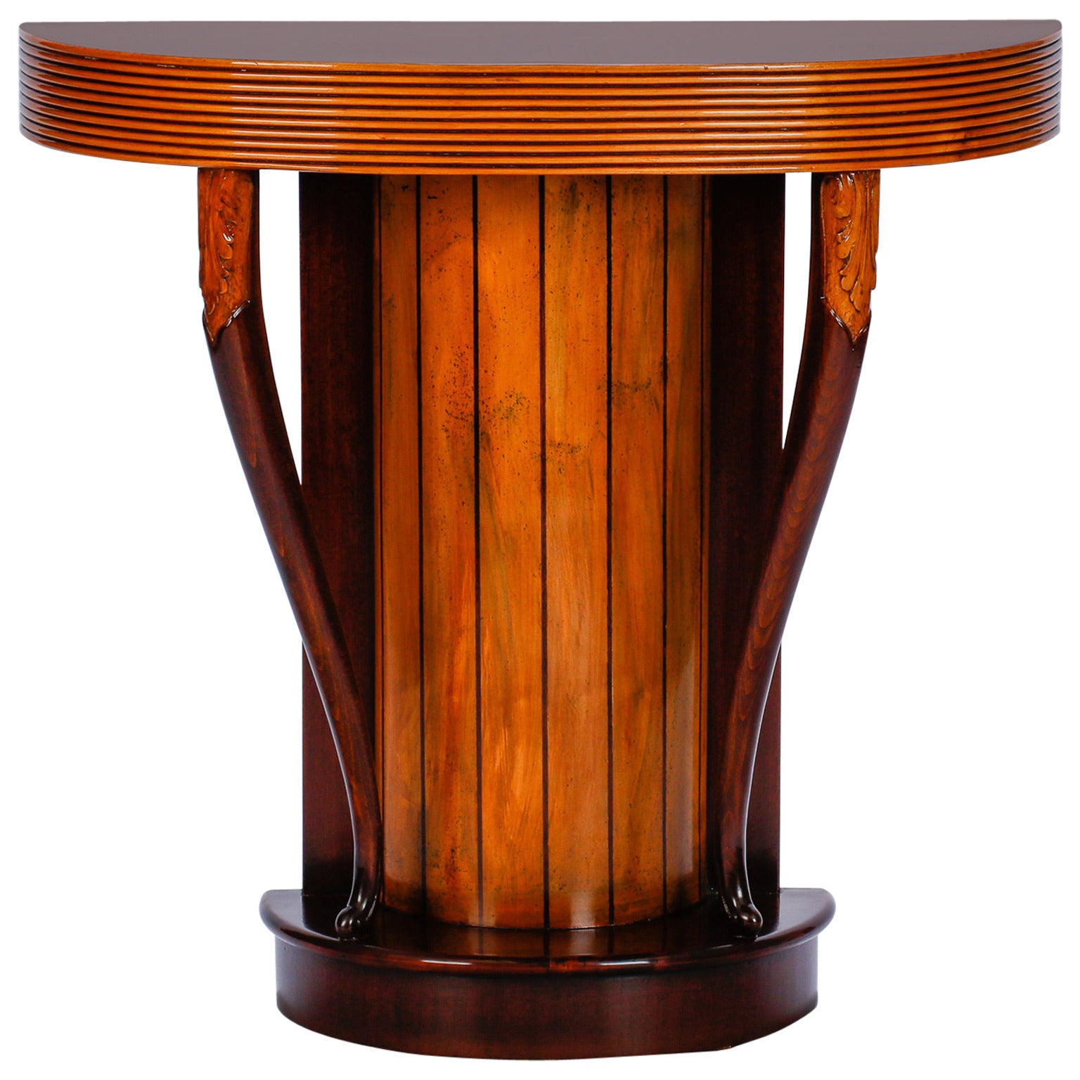 Art Deco Demilune Console with Reeded Edge