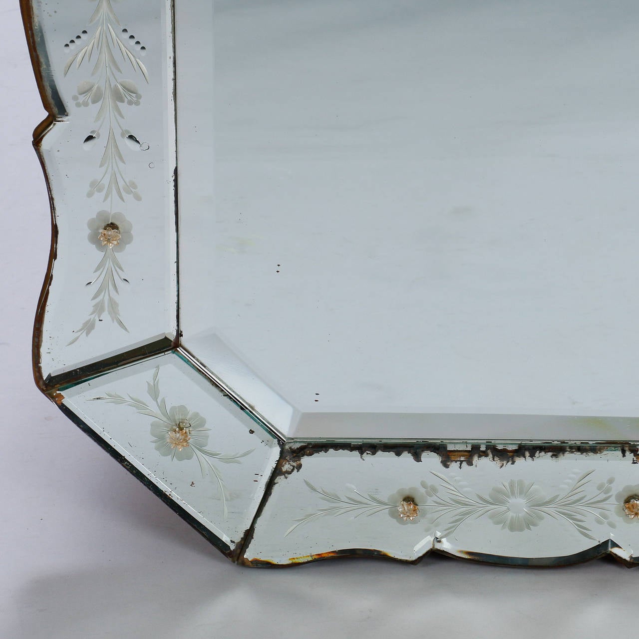 Art Deco Mirror with EightSided Etched Frame at 1stDibs art