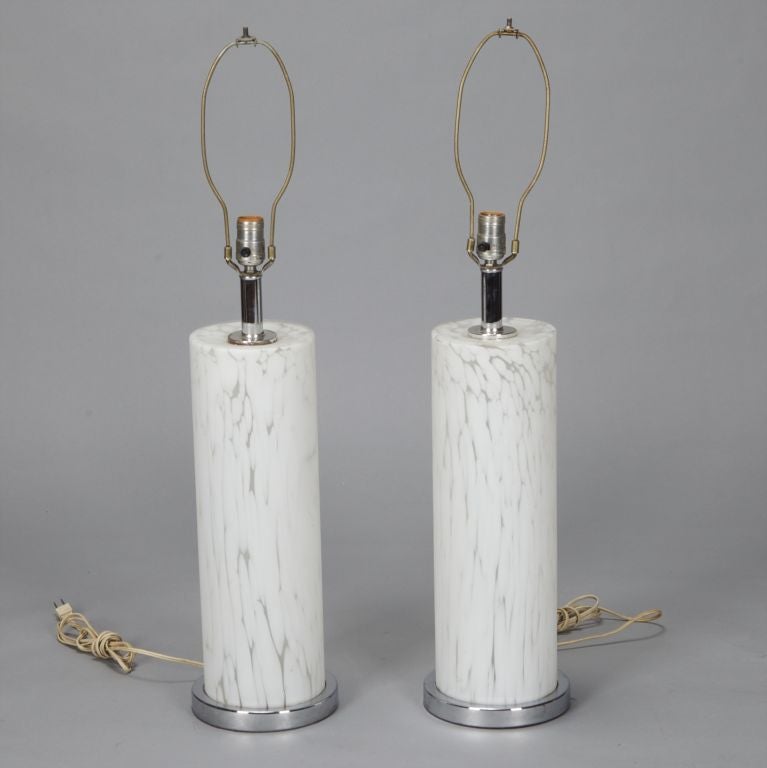 Pair Large Mid Century Murano Glass Lamps