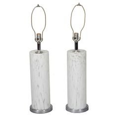 Pair Large Mid Century Murano Glass Lamps
