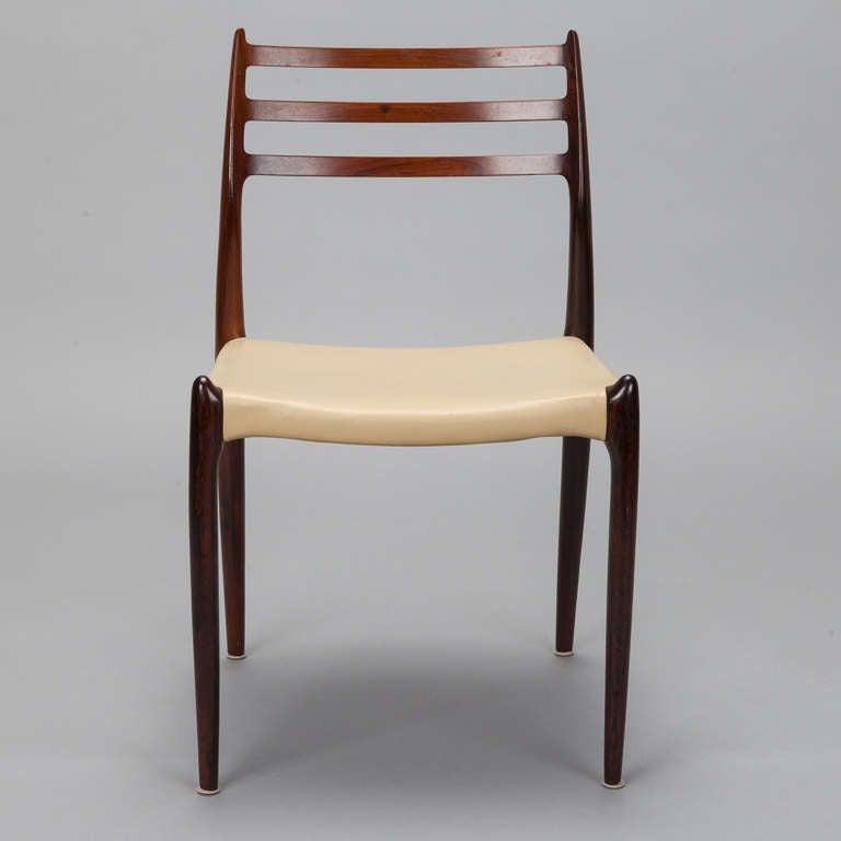 Mid-Century Modern Set of 6 Niels Moller for J Moller #78 Rosewood Dining Chairs