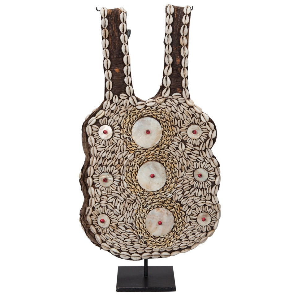 Chinese Cowrie Shell Beaded Vest on Stand