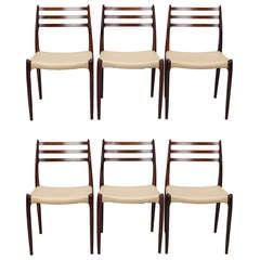 Set of 6 Niels Moller for J Moller #78 Rosewood Dining Chairs