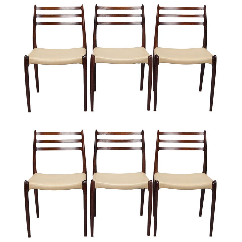 Set of 6 Niels Moller for J Moller #78 Rosewood Dining Chairs