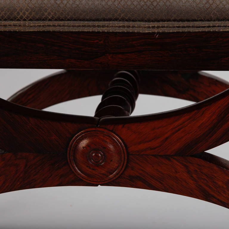 French Rosewood Stool with Graceful Carved Arms 3