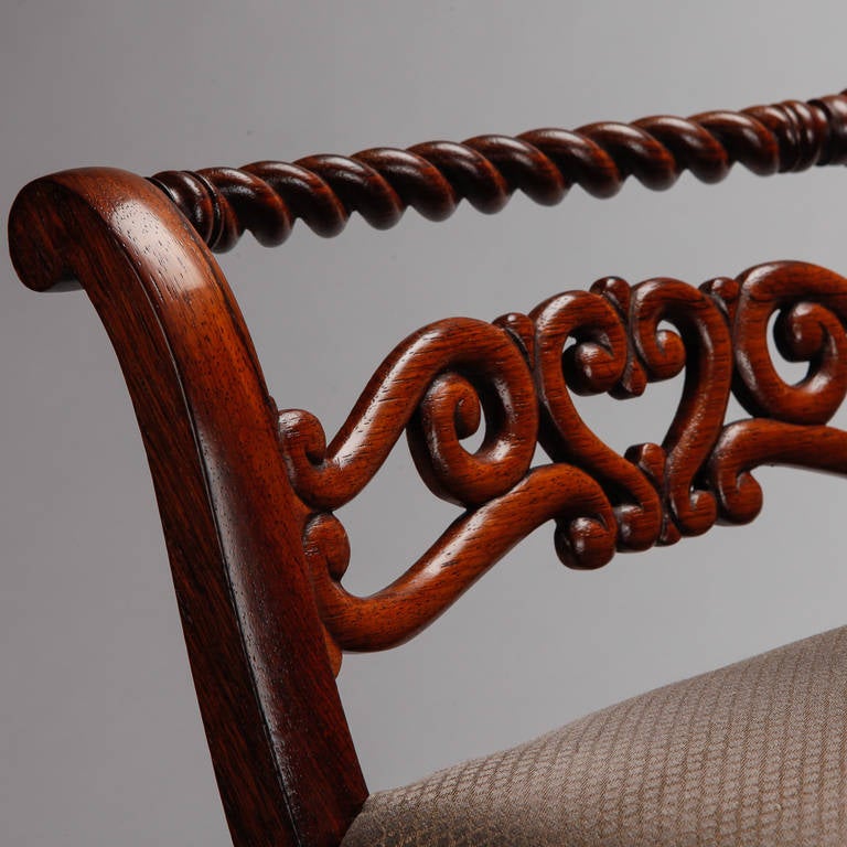 French Rosewood Stool with Graceful Carved Arms 4
