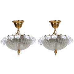 Pair of Mid Century Small Murano Glass Chandelier