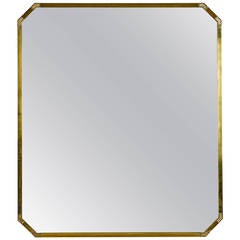 Large Mid-Century Italian Brass Framed Mirror