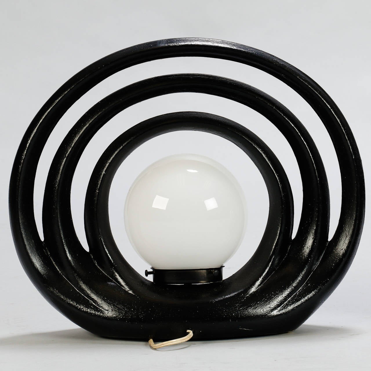 Pair of Mid Century Italian Op Art Black and White Lamps 1