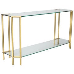 Mid Century Brass and Glass Italian Console