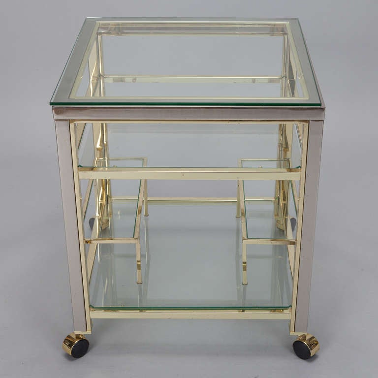 Mid-Century Modern Mid Century Brass and Glass Trolley Table