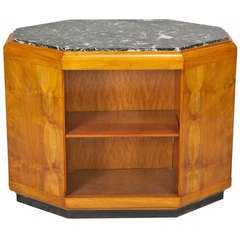 Eight Sided Art Deco Table with Marble Top