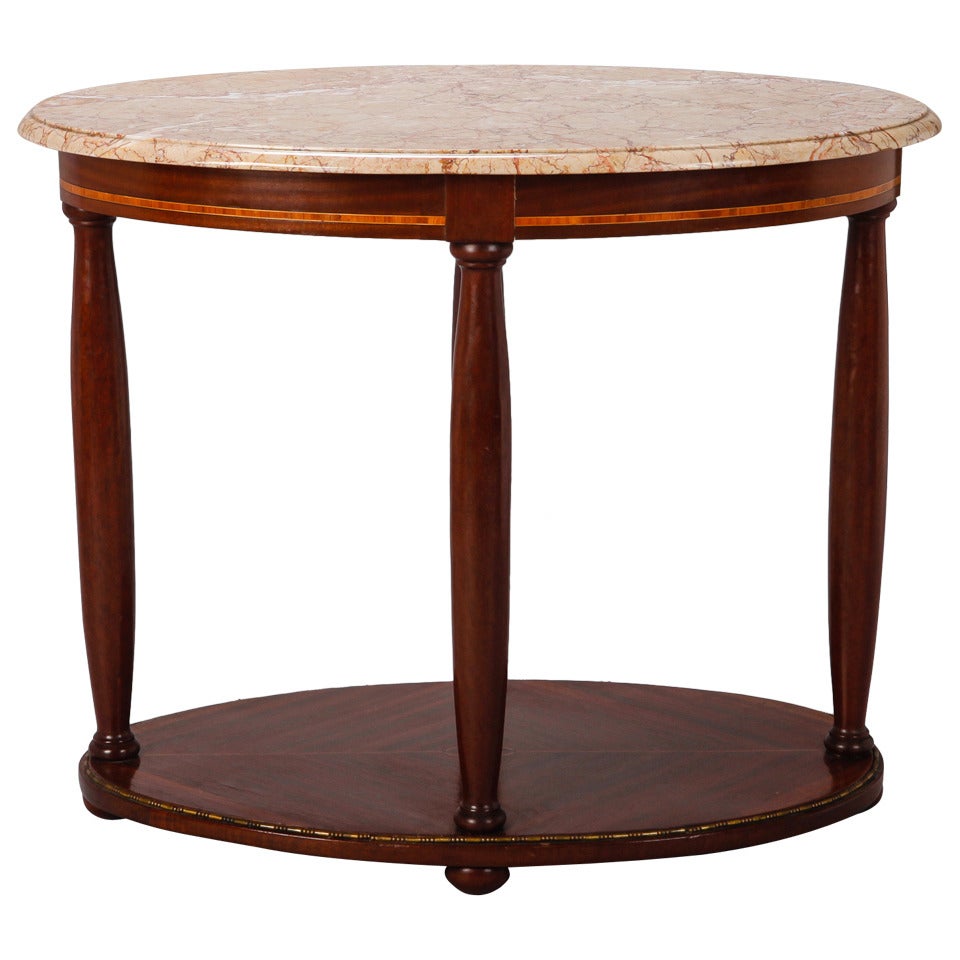 French Directoire, Oval Centre Table with Rouge Marble Top