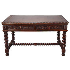 Antique Spanish Walnut Table or Desk With Carved Legs