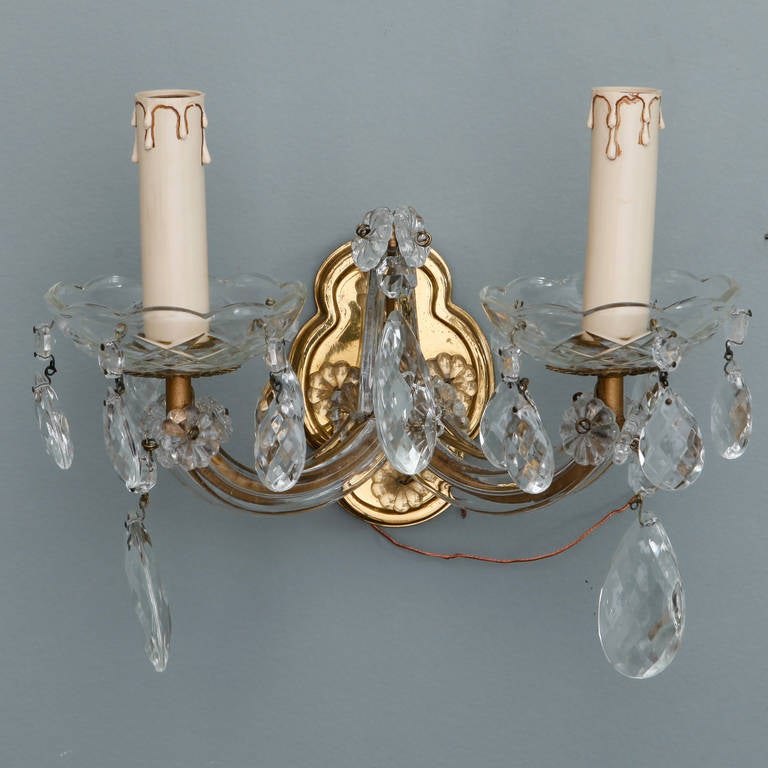 Pair of Two Arm, Maria Theresa Sconces In Good Condition In Troy, MI